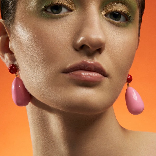 Red and pink drop Earrings
