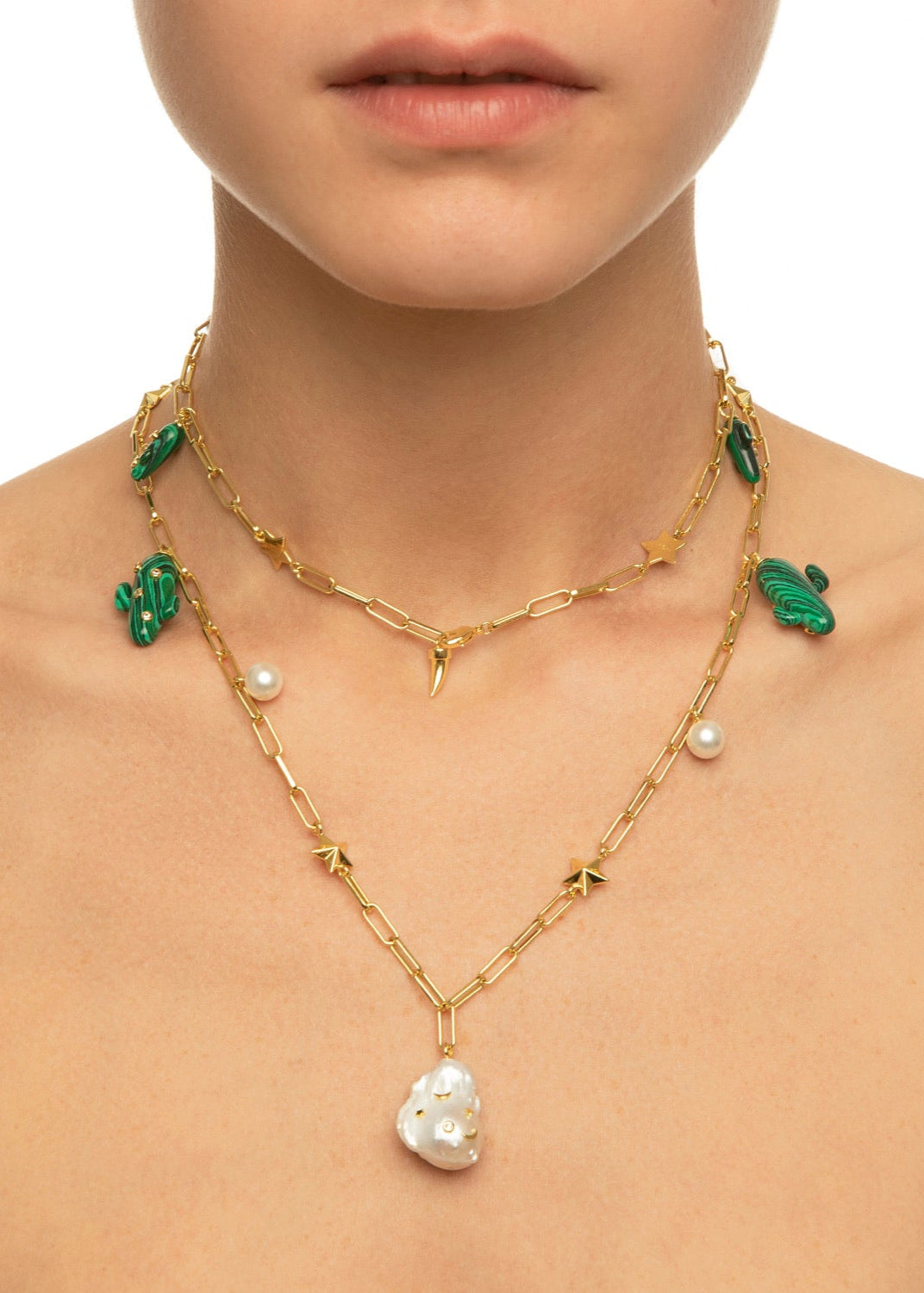 Pearl and Cactus Necklace