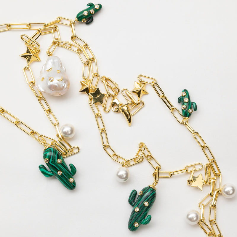 Pearl and Cactus Necklace