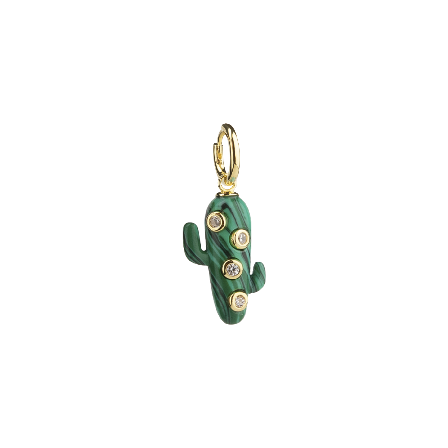 Large Malachite Cactus Earrings