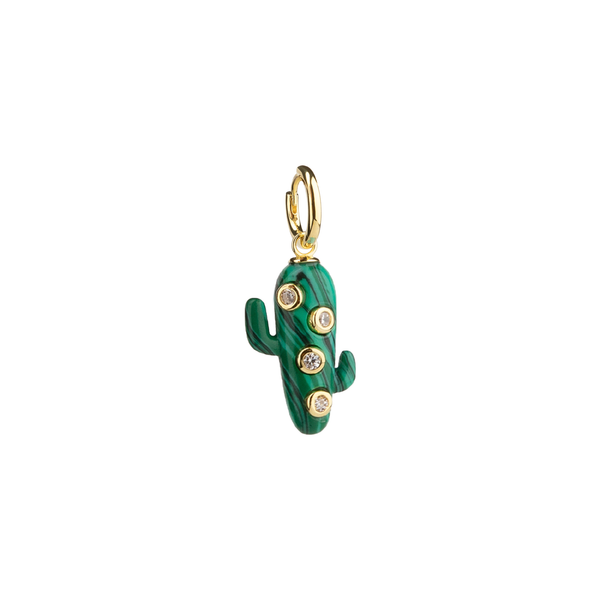 Large Malachite Cactus Earrings