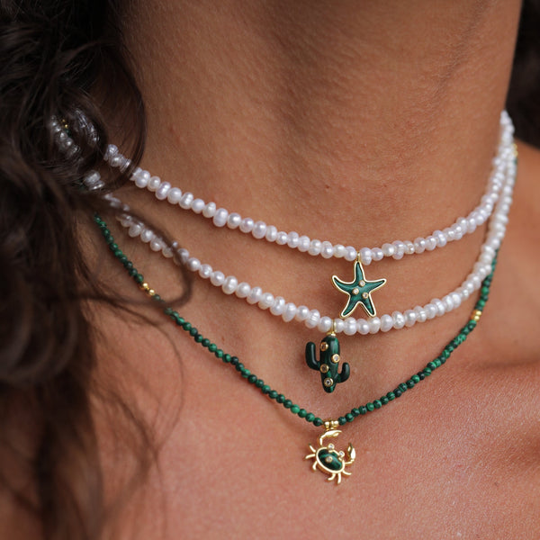 Malachite Cactus Necklace