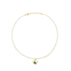Pearl Necklace with Crab Charm