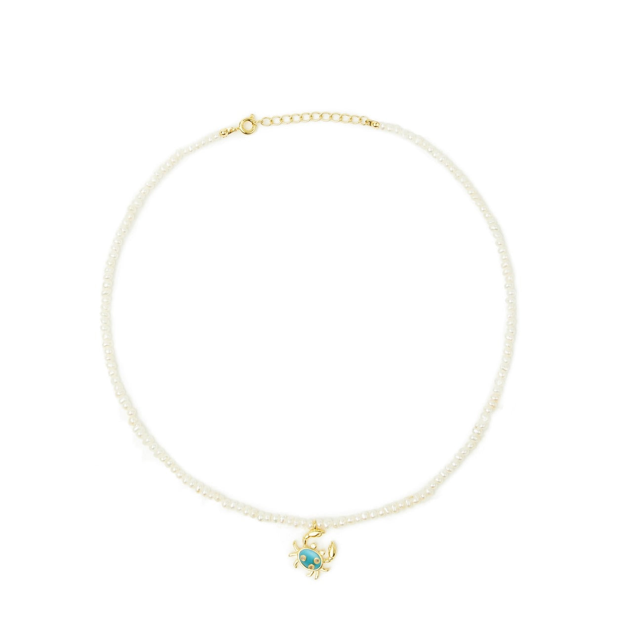 Pearl Necklace with Crab Charm