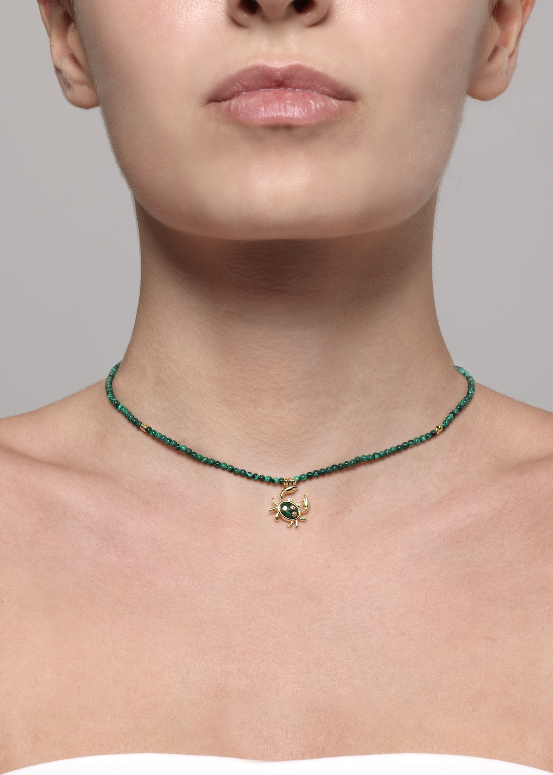 Malachite Crab Necklace