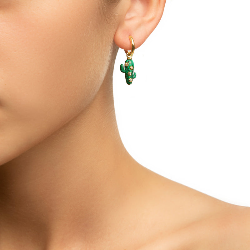 Large Malachite Cactus Earrings