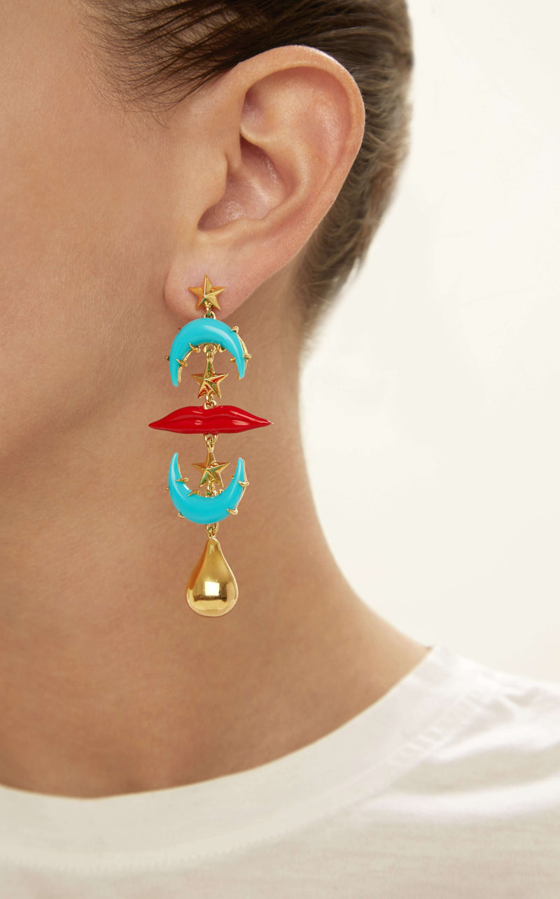 Star and moon earring