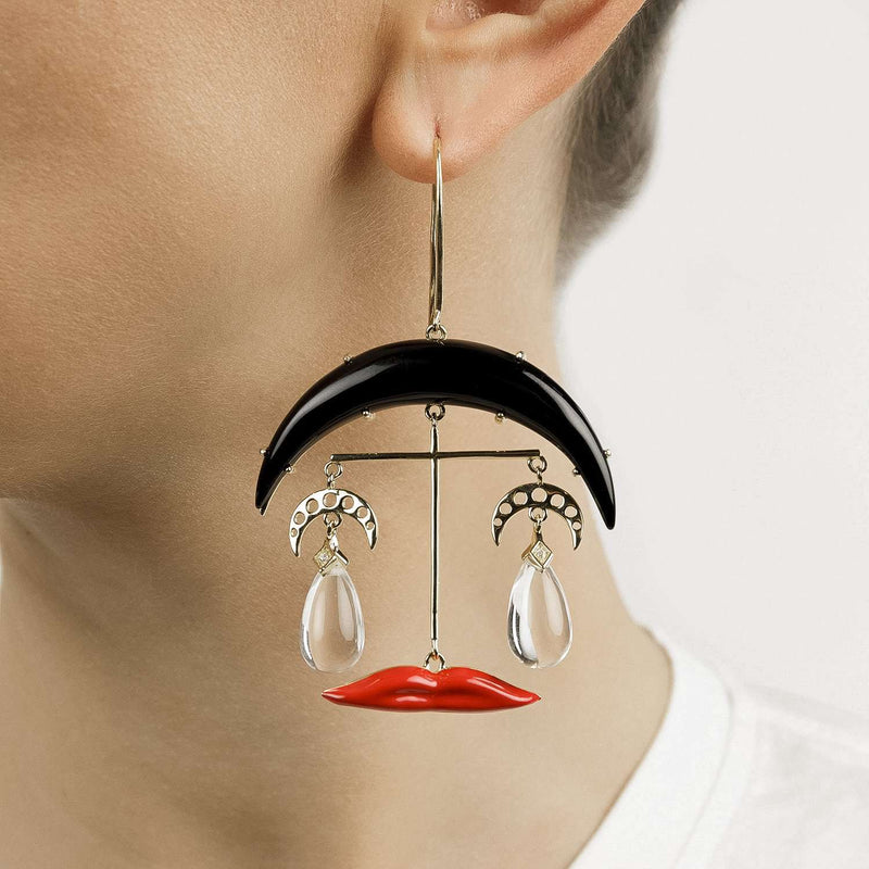 Moon and Lips Earrings