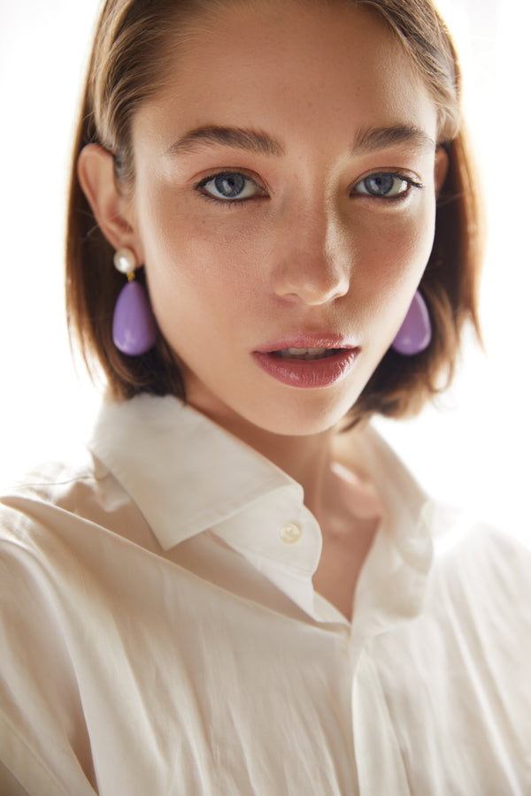 Lila purple enamel earrings