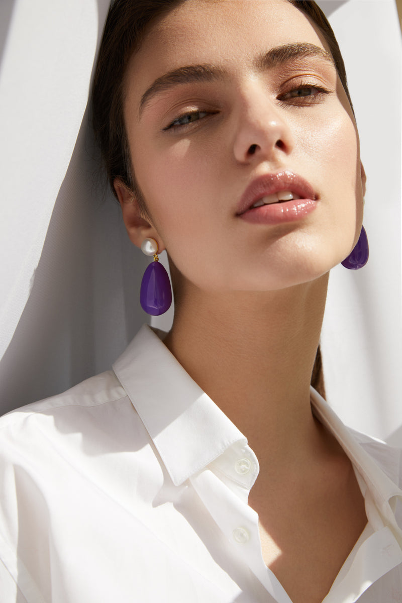 Purple Enamel Earrings