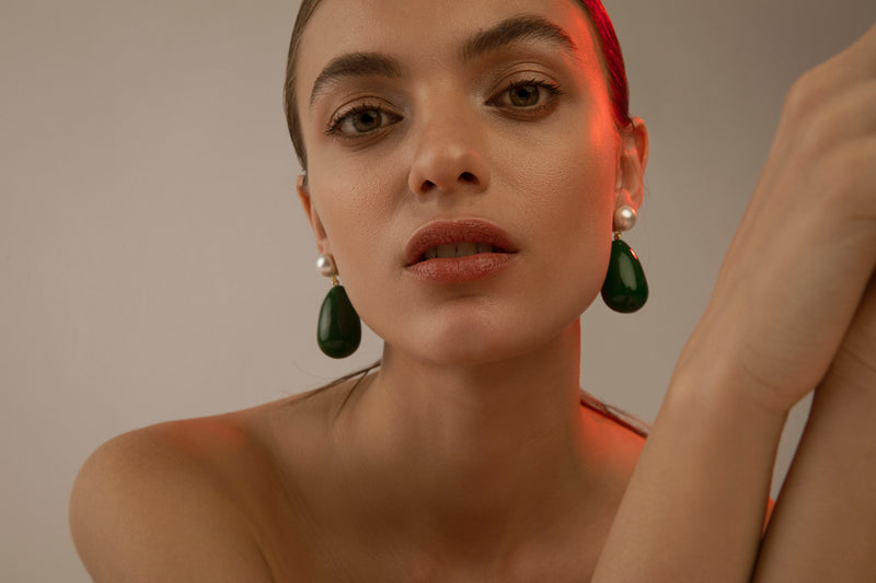 Green enamel earrings