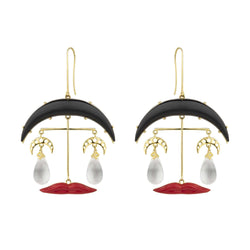 Moon and Lips Earrings