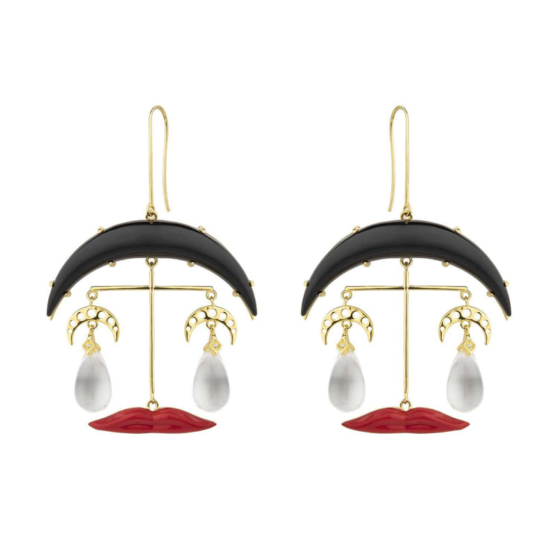 Moon and Lips Earrings