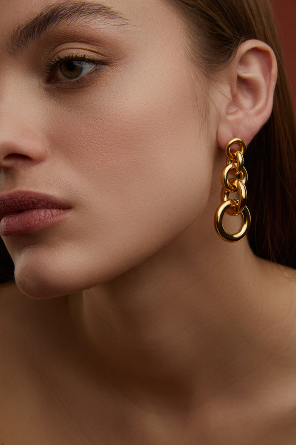 Tripple Hoop Golden Earrings