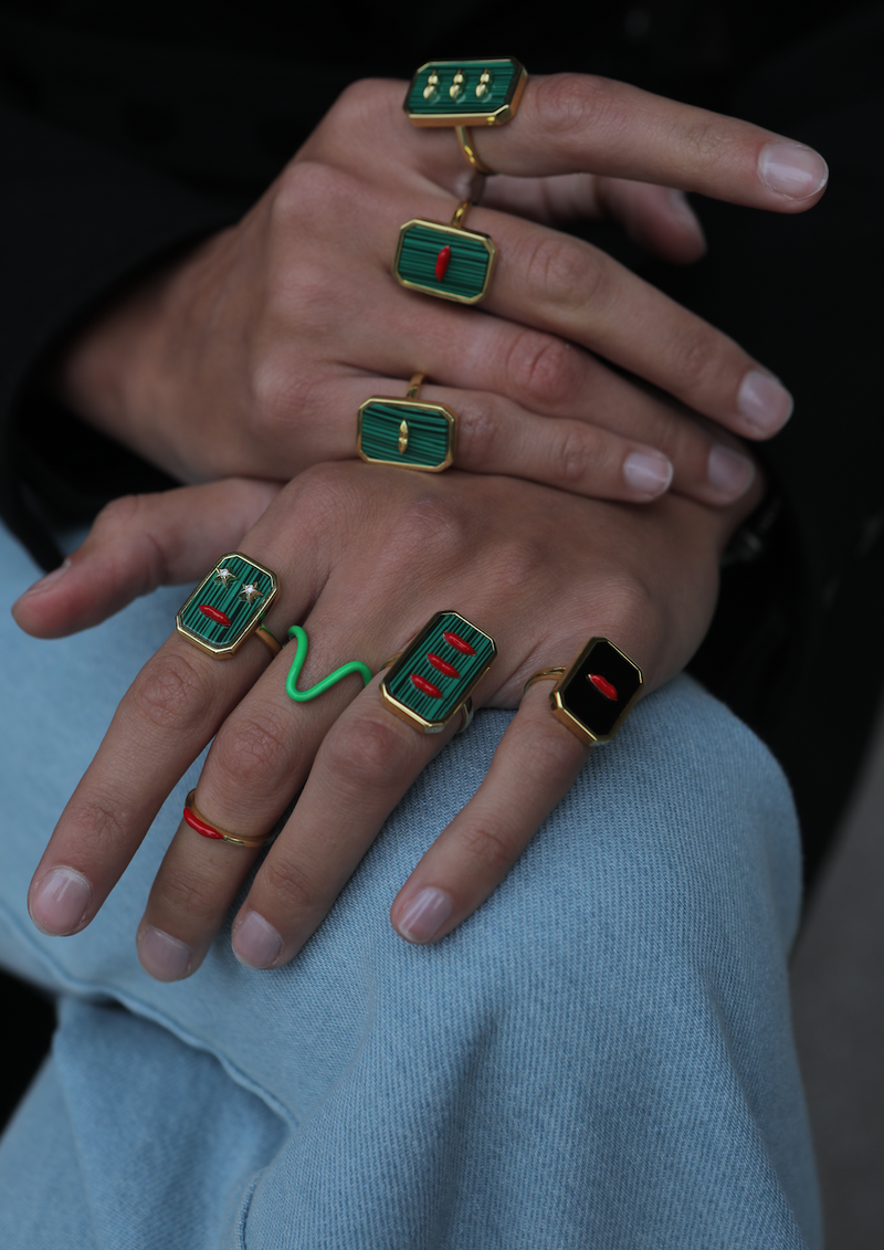 Malachite Lips Rings