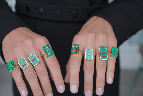 Malachite Lips Rings