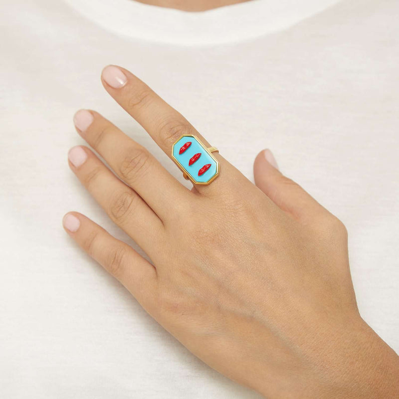Turquoise lips ring
