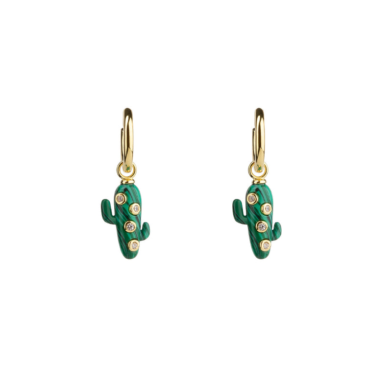 Mini Malachite Cactus Earrings