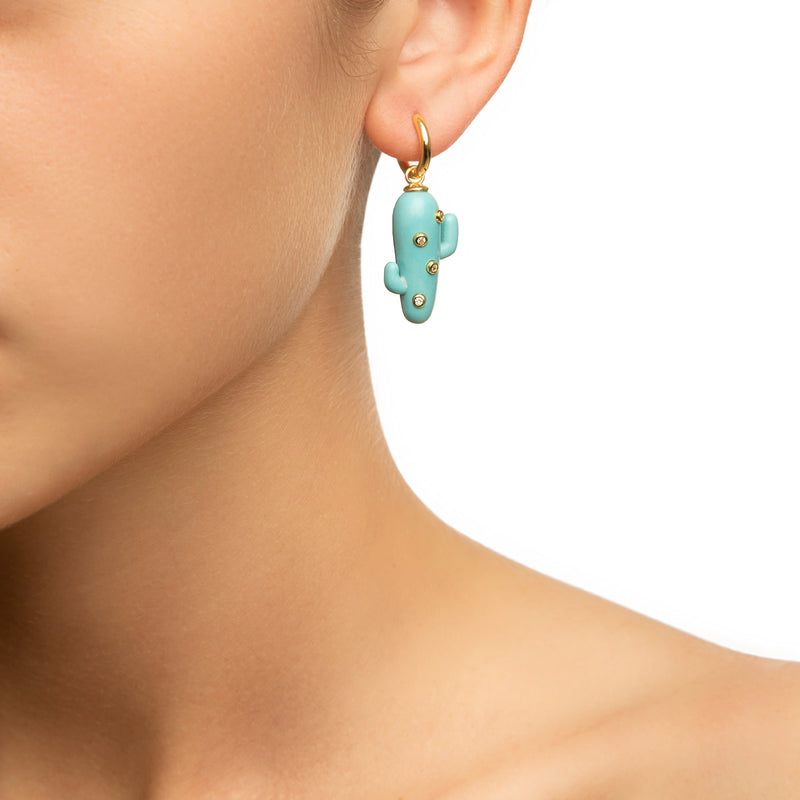 Turquoise cactus earrings hotsell