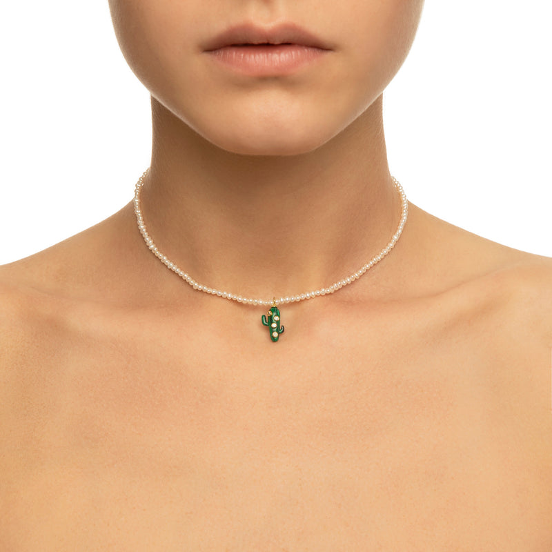 Malachite Cactus Necklace